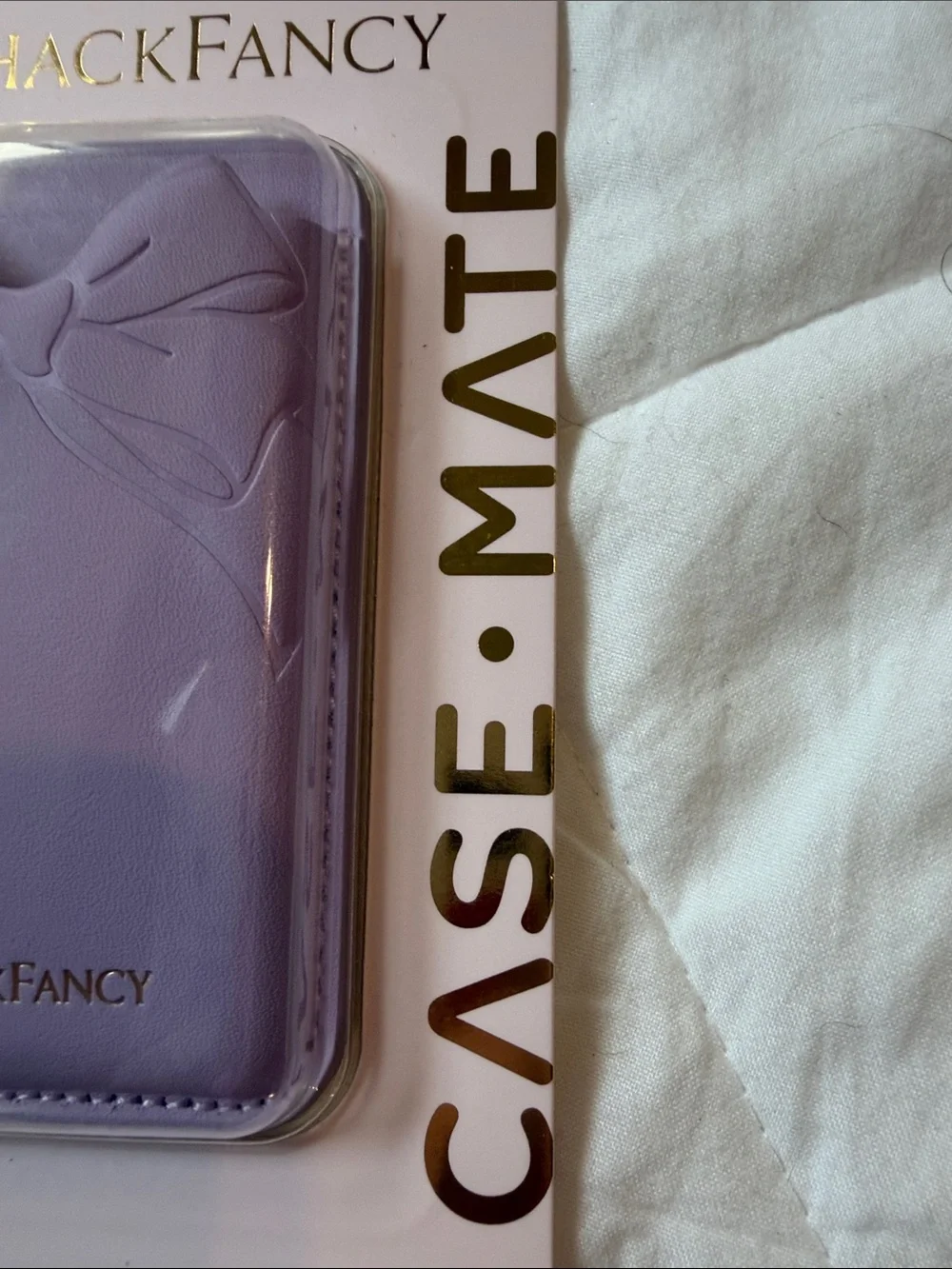 LoveShackFancy Lavender Adhesive Phone Wallet with Bow Accent